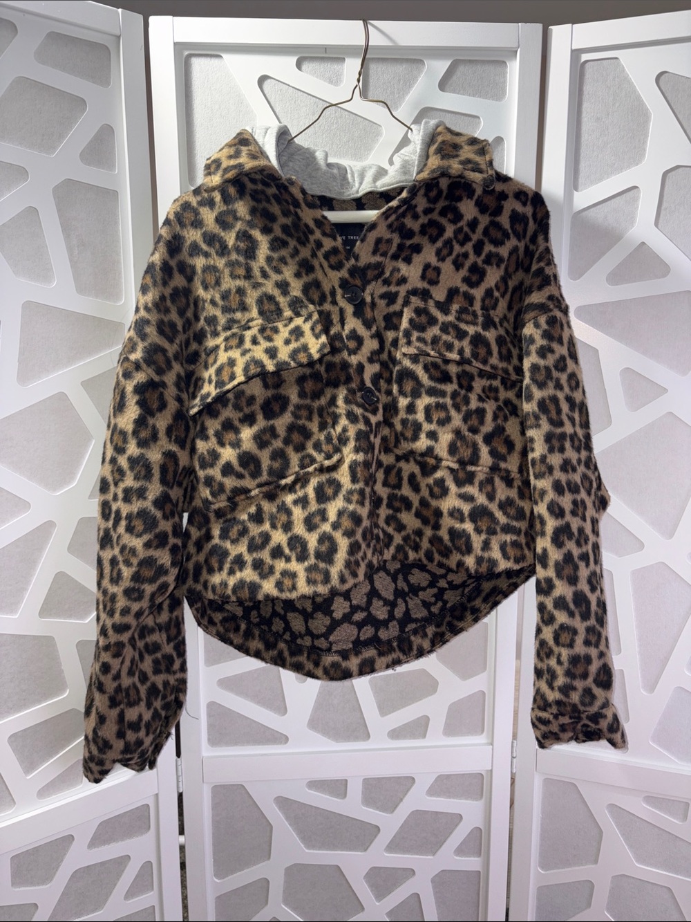 Leopard Print Utility Jacket in Brown & Black